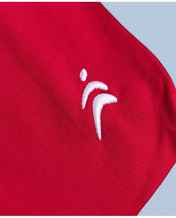 Pine Active Terry Knit Above Knee Length Solid Color Performance Shorts - Red
