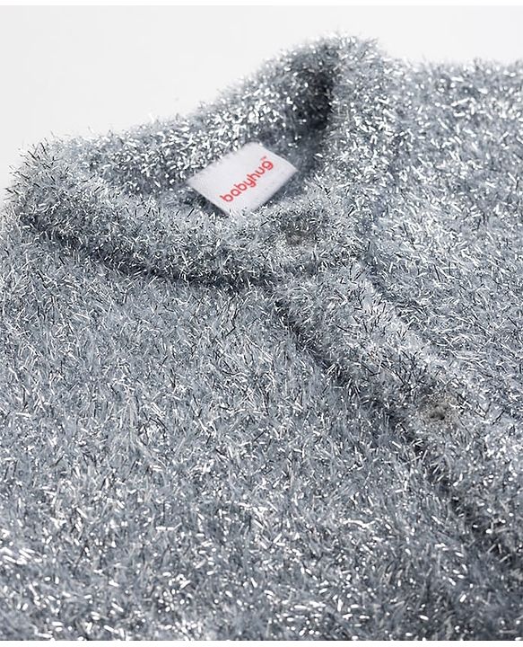 Babyhug Knit Full Sleeves Front Open Sweaters With Heart Patch - Light Blue