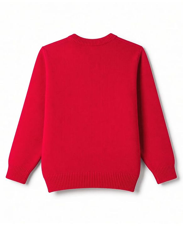 Babyhug Knit Full Sleeves Solid Pullovers With Bow Applique - Red