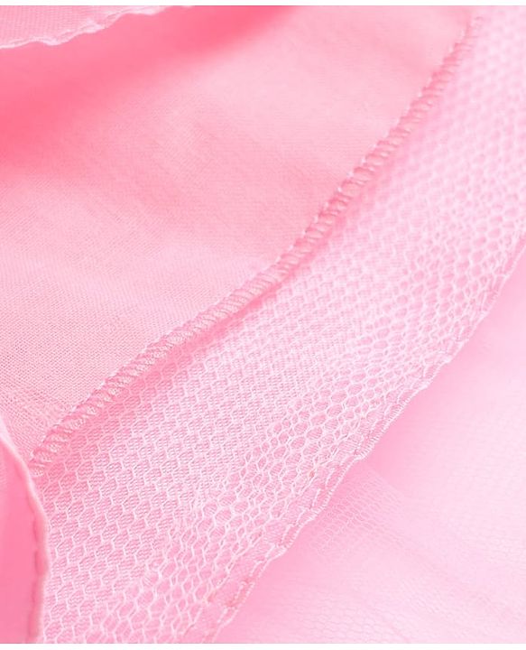 Babyhug Mesh Woven Sleeveless Party Dress With Frills & Lace Detailing - Pink