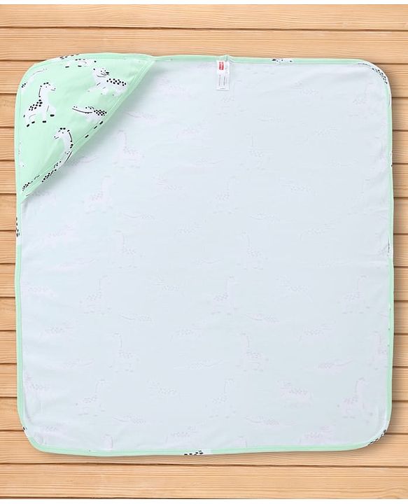 Babyhug Knit 100% Cotton Interlock Towel & Wrapper With Hood & Animal Print L 75.5 x B 69 cm - Green
