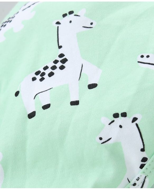 Babyhug Knit 100% Cotton Interlock Towel & Wrapper With Hood & Animal Print L 75.5 x B 69 cm - Green