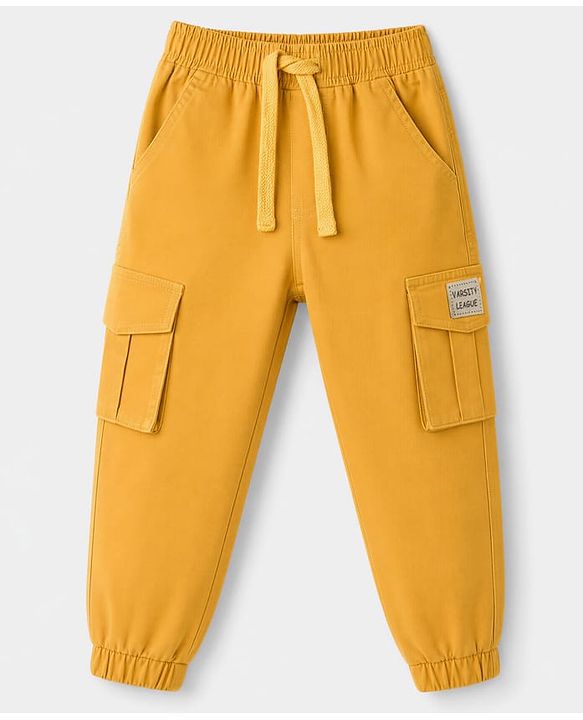 Babyhug Terry Knit Full Sleeves Text Printed T-Shirt & Jogger Set - Navy Blue & Yellow