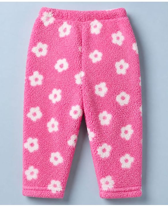 Babyhug Woven Full Sleeves Co-ord Hooded Sweater and Pant Winter Set with Floral Print - Pink