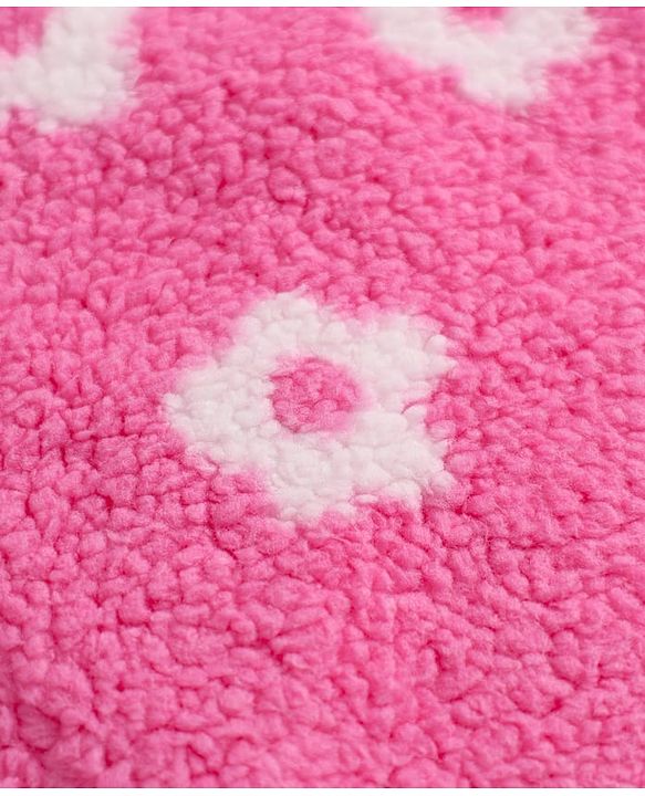 Babyhug Woven Full Sleeves Co-ord Hooded Sweater and Pant Winter Set with Floral Print - Pink