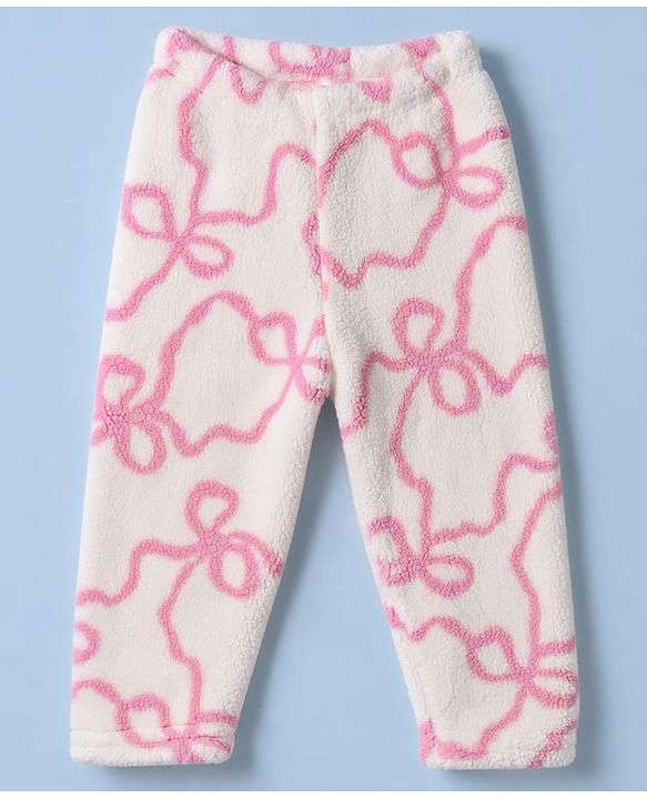 Babyhug Fur Woven Full Length Printed Winter Wear Co-Ords Suit - Pink