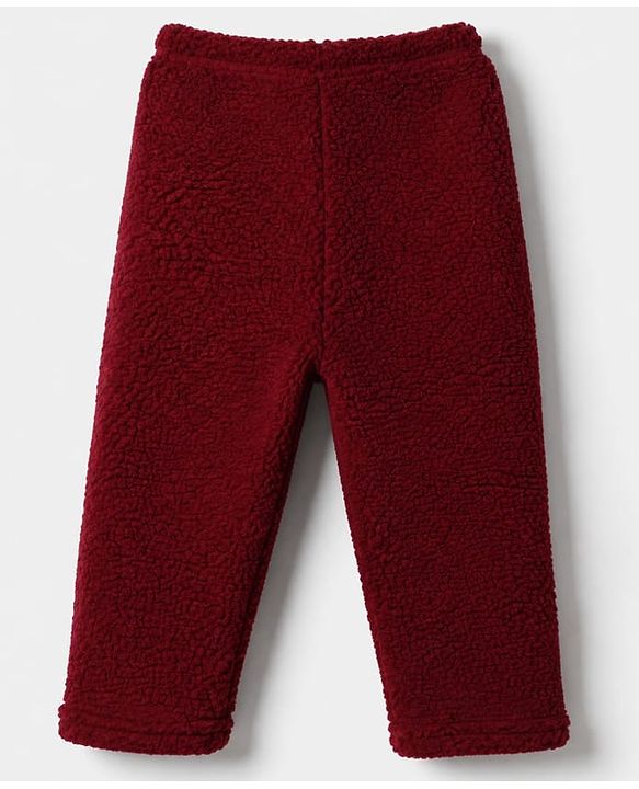 Babyhug Fur Woven Full Sleeves Winter Wear Suits With Reindeer Detailing - Maroon