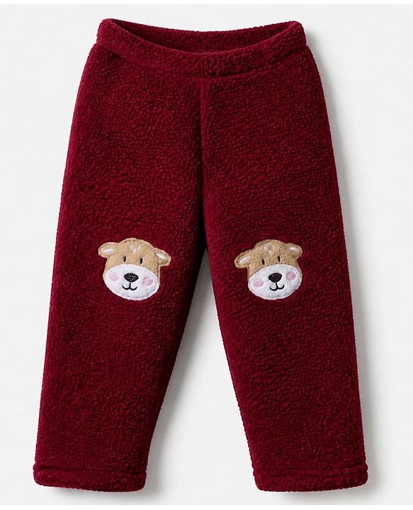 Babyhug Fur Woven Full Sleeves Winter Wear Suits With Reindeer Detailing - Maroon