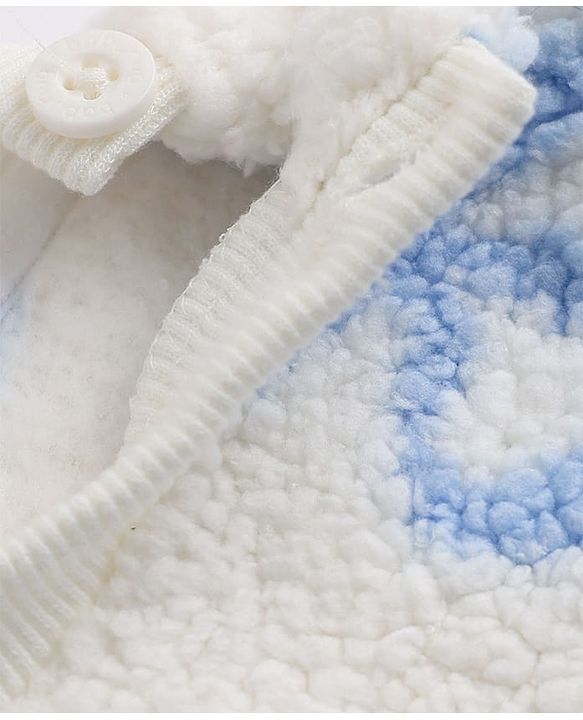 Babyhug Fur Woven Full Sleeves Winter Wear Suit With Bow Print - White