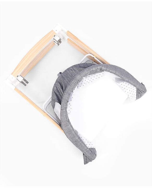 Babyhug Foldable Bassinet | Spacious & Comfortable Design| Breathable Mesh Sides for Ventellation | Sturdy & Stable Frame| Baby-Friendly Sleeping Space | Wheels with Lock - Grey