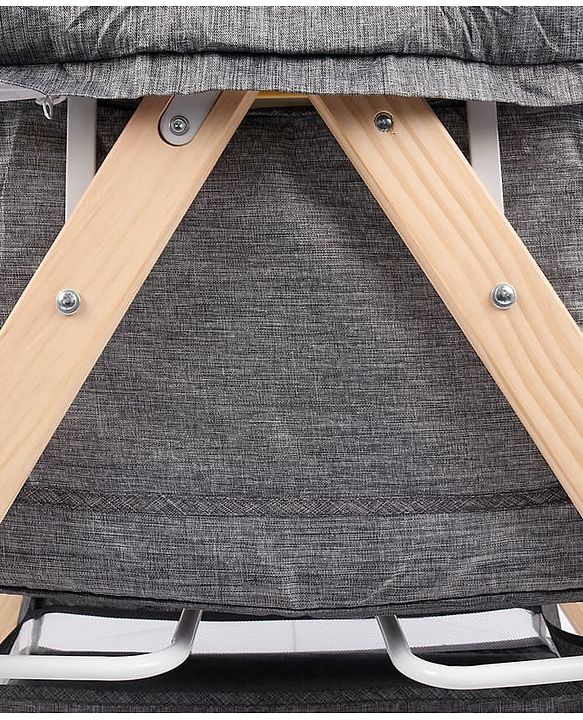 Babyhug Foldable Bassinet | Spacious & Comfortable Design| Breathable Mesh Sides for Ventellation | Sturdy & Stable Frame| Baby-Friendly Sleeping Space | Wheels with Lock - Grey