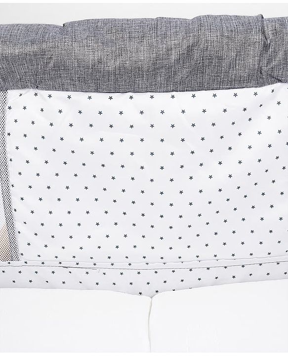 Babyhug Foldable Bassinet | Spacious & Comfortable Design| Breathable Mesh Sides for Ventellation | Sturdy & Stable Frame| Baby-Friendly Sleeping Space | Wheels with Lock - Grey