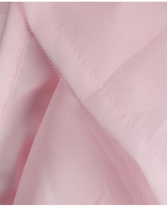Babyhug Mesh Woven Full Sleeves Fit & Flare Embroidered Party Dress With Cap - Light Pink
