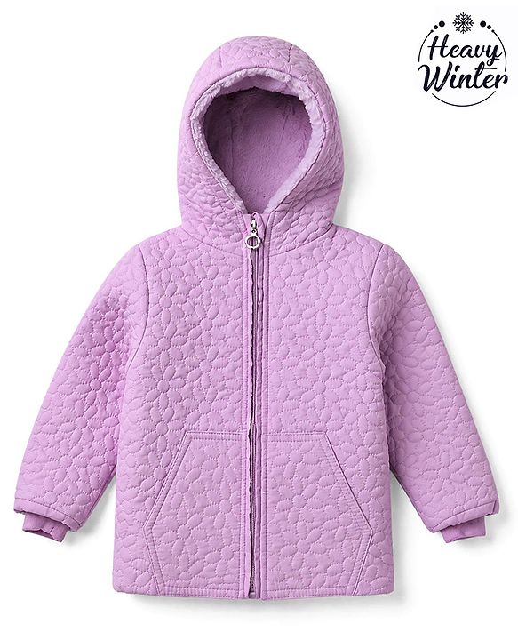 Babyhug Woven Padded/Quilted/ Winter Jacket with Full Sleeves in Purple for 6-9 Months