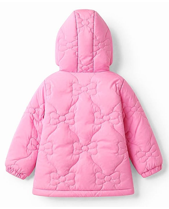 Babyhug Woven Padded/Quilted/ Winter Hooded & Embroidered Jacket with Full Sleeves in Light Pink