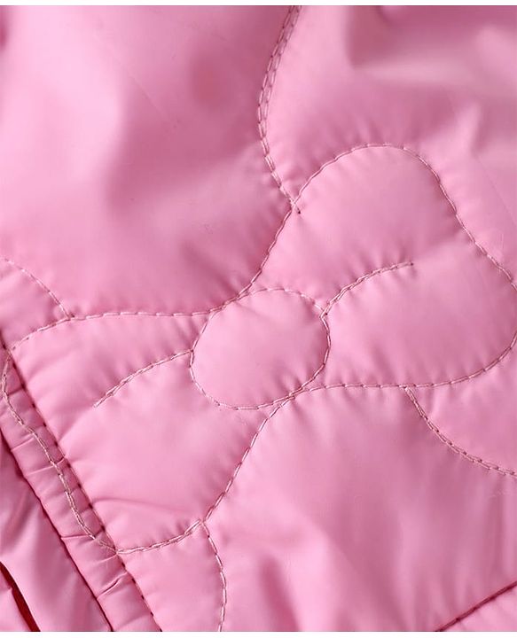 Babyhug Woven Padded/Quilted/ Winter Hooded & Embroidered Jacket with Full Sleeves in Light Pink