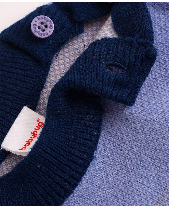 Babyhug Knit Full Sleeves Pullovers with Heart & Flower Design - Navy Blue
