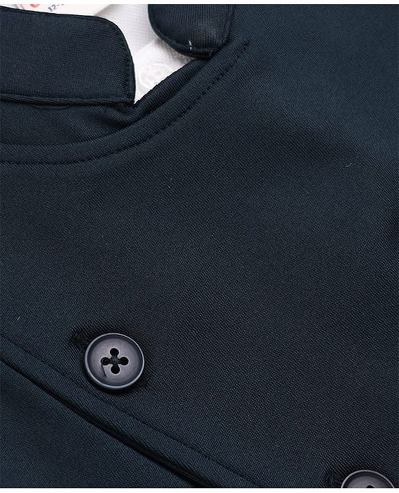 Babyhug Knit Full Sleeves 3 Piece Party Suit - Navy Blue