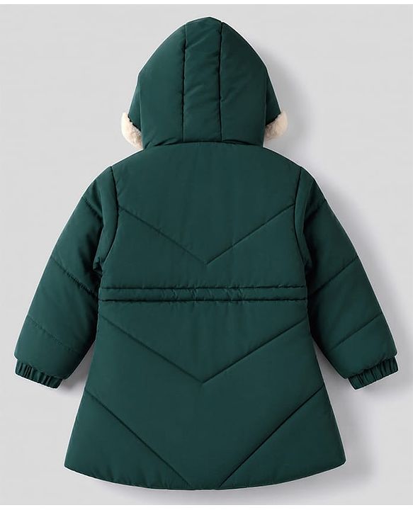 Babyhug Woven Full Sleeves Padded/Quilted Winter Jacket - Green