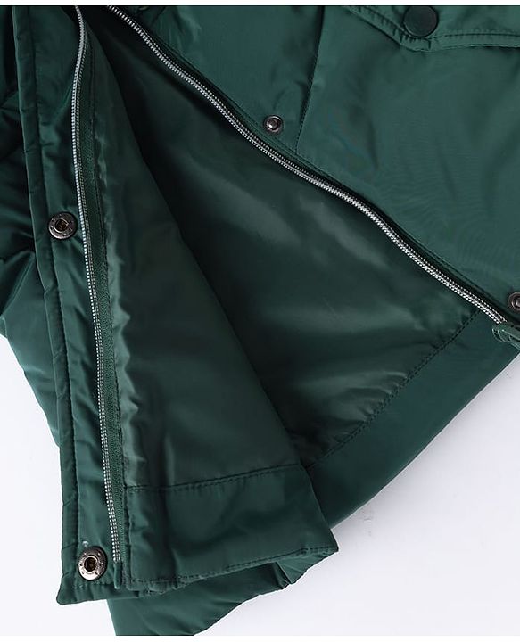 Babyhug Woven Full Sleeves Padded/Quilted Winter Jacket - Green