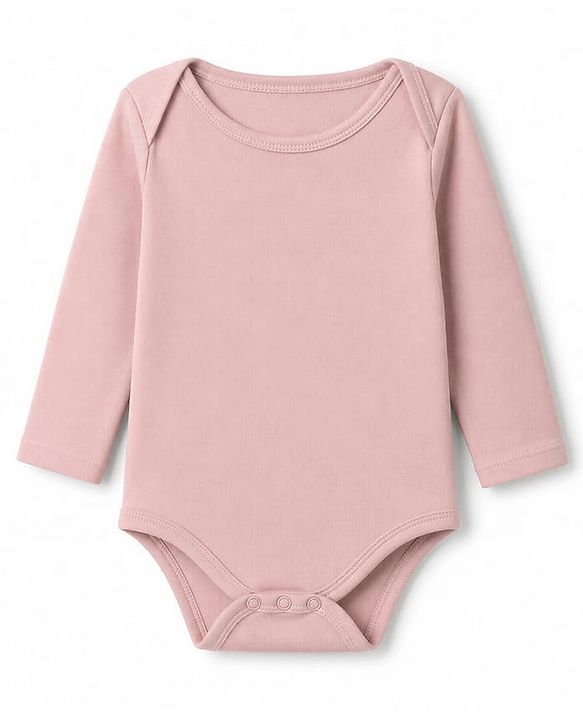 Babyhug 100% Cotton Interlock Knit Full Sleeves Solid Onesies Pack of 5 - Pink, Purple & Beige