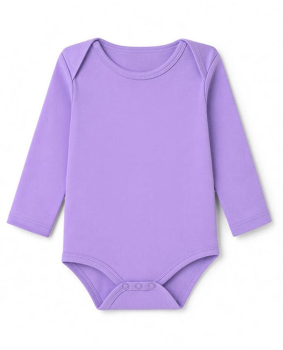 Babyhug 100% Cotton Interlock Knit Full Sleeves Solid Onesies Pack of 5 - Pink, Purple & Beige