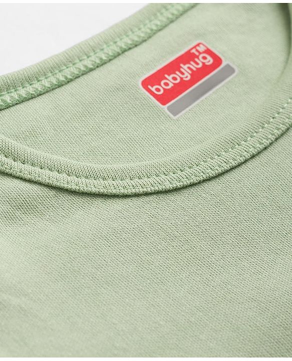 Babyhug 100% Cotton Knit Full Sleeves Solid Onesies Pack Of 5 - Light Green White & Orange