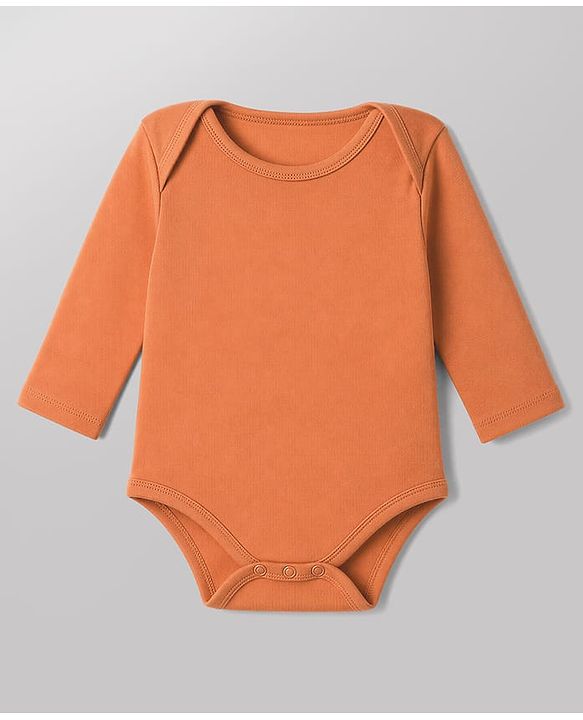 Babyhug 100% Cotton Knit Full Sleeves Solid Onesies Pack Of 5 - Light Green White & Orange