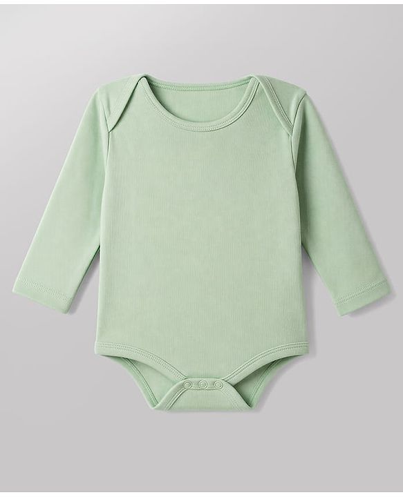 Babyhug 100% Cotton Knit Full Sleeves Solid Onesies Pack Of 5 - Light Green White & Orange
