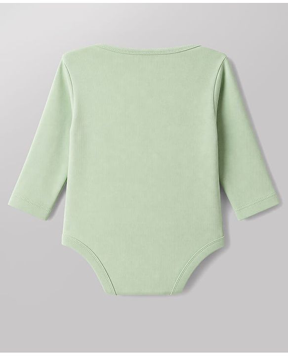 Babyhug 100% Cotton Knit Full Sleeves Solid Onesies Pack Of 5 - Light Green White & Orange