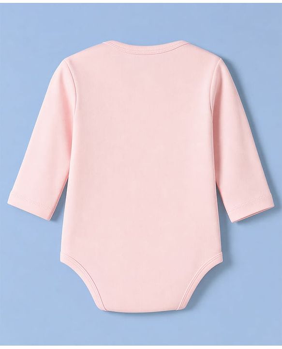 Babyhug 100% Cotton Interlock Knit Full Sleeves Onesies Pack of 3 - White, Pink & Peach