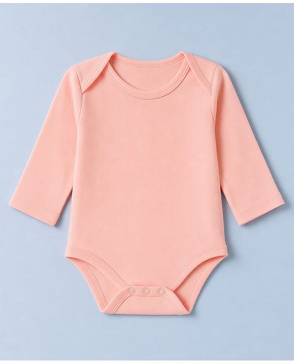Babyhug 100% Cotton Interlock Knit Full Sleeves Onesies Pack of 3 - White, Pink & Peach