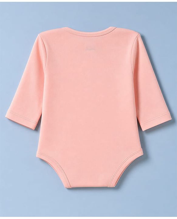 Babyhug 100% Cotton Interlock Knit Full Sleeves Onesies Pack of 3 - White, Pink & Peach