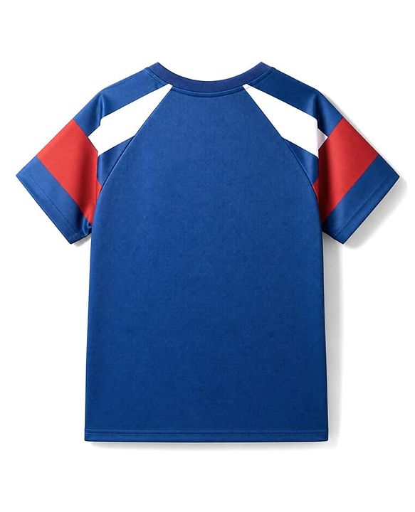 Pine Active Knit Half Sleeves Football T-Shirt With Text Print - Blue