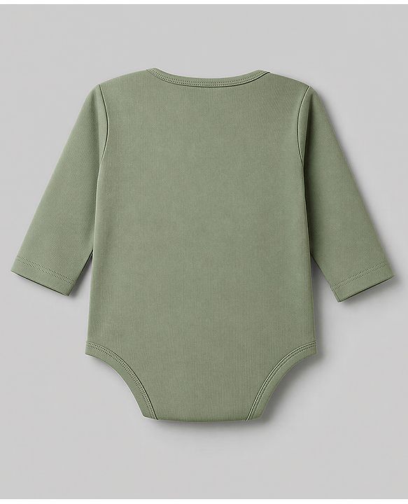 Babyhug 100% Cotton Interlock Knit Full Sleeves Onesies Pack of 3 - White, Green & Navy Blue