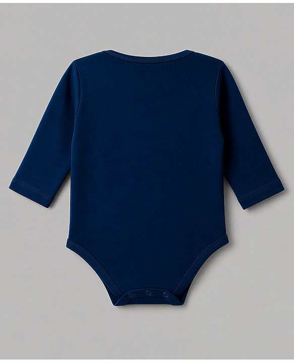 Babyhug 100% Cotton Interlock Knit Full Sleeves Onesies Pack of 3 - White, Green & Navy Blue