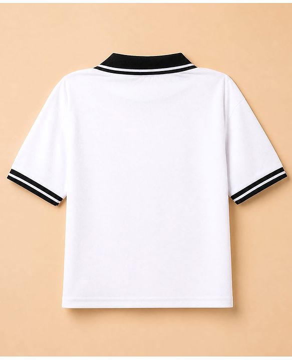 Pine Active Knit Football Half Sleeves Text Printed T-Shirt - White