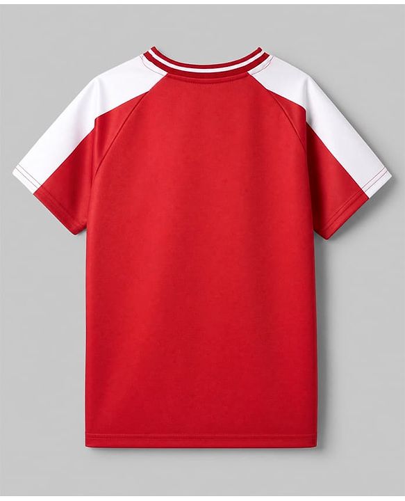 Pine Active Knit Half Sleeves Football T-Shirt With Text Print - Red