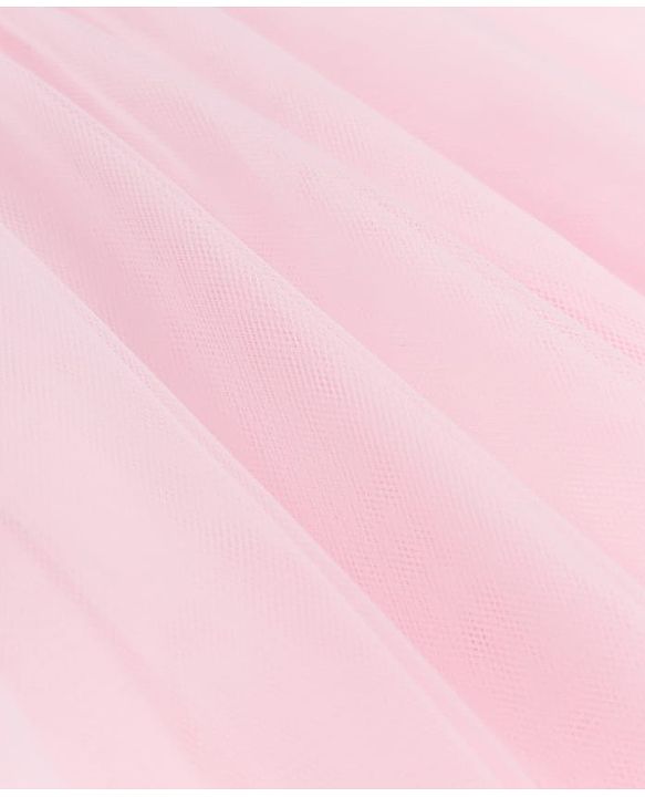 Babyhug Woven Frill Sleeves Brocade Yoke Party Dress with Bow Applique - Pink