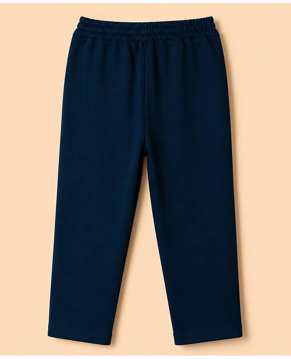 Babyhug Woven Full Sleeves Solid Shirt With Trouser & Striped Waistcoat Three Piece Party Suit With Bow - Navy Blue