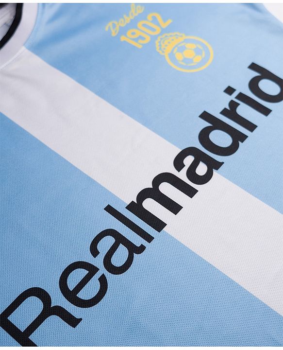 Pine Active Knit Half Sleeves Realmadrid Text Print Football T-Shirt - Light Blue