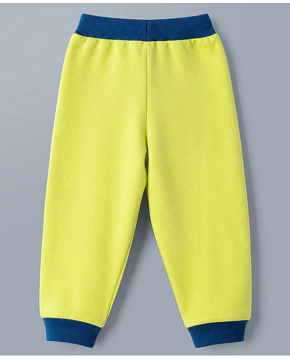 Babyhug Disney 100% Cotton Terry Knit Full Sleeves Hooded Sweatshirt and Joggers with Full Length and Mickey Print at Front & Back in Green