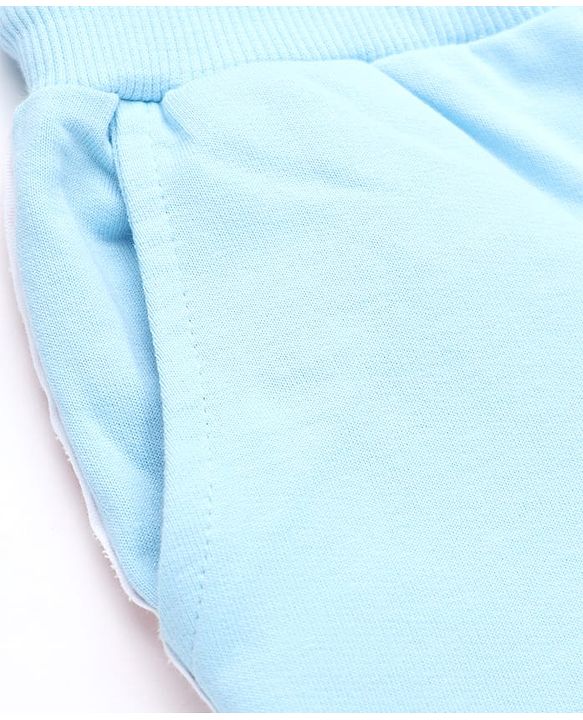 Babyhug Cotton Looper Knit Full Length Lounge Pant with Heart Print in Sky Blue