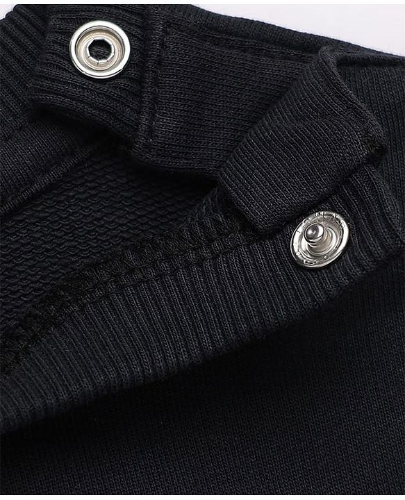 Babyhug Marvel 100% Cotton Terry Full Sleeves Sweatshirt and Joggers with Shield Print - Black