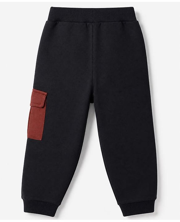 Babyhug Marvel 100% Cotton Terry Full Sleeves Sweatshirt and Joggers with Shield Print - Black