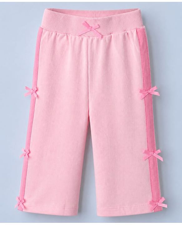 Babyhug Disney 100% Cotton Terry Knit Full Sleeves Sweatshirt and Joggers Set with Marie Graphic & Bow Applique in Pink