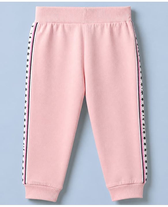 Babyhug Cotton Knit Full Length Jogger Fit Lounge Pants in Pink