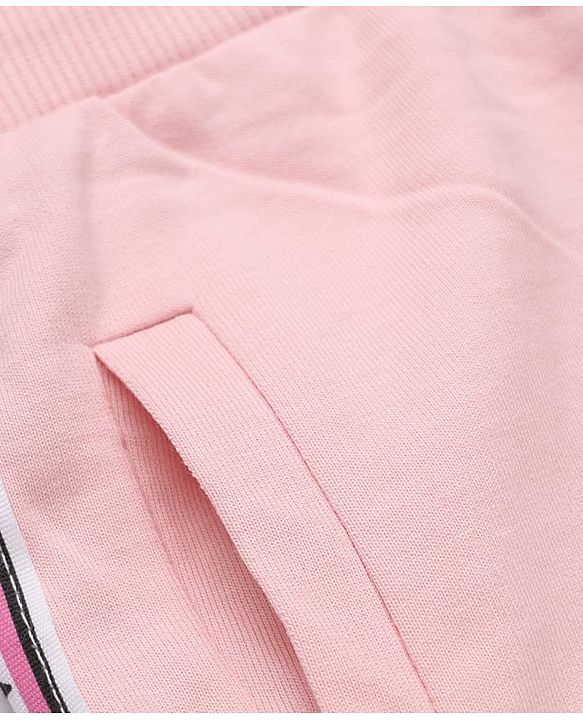 Babyhug Cotton Knit Full Length Jogger Fit Lounge Pants in Pink