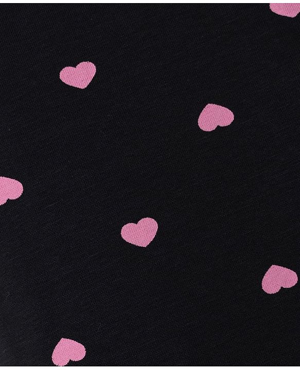 Pine Kids Cotton Lycra Knit Full Length Hearts Printed Leggings - Black