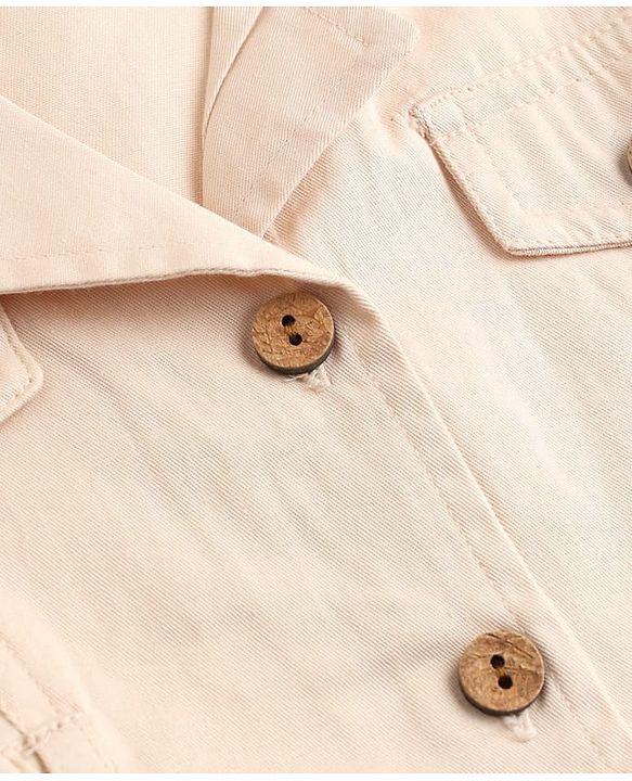 Babyhug 100% Cotton Woven Shirt Dress with Full Sleeves - Beige